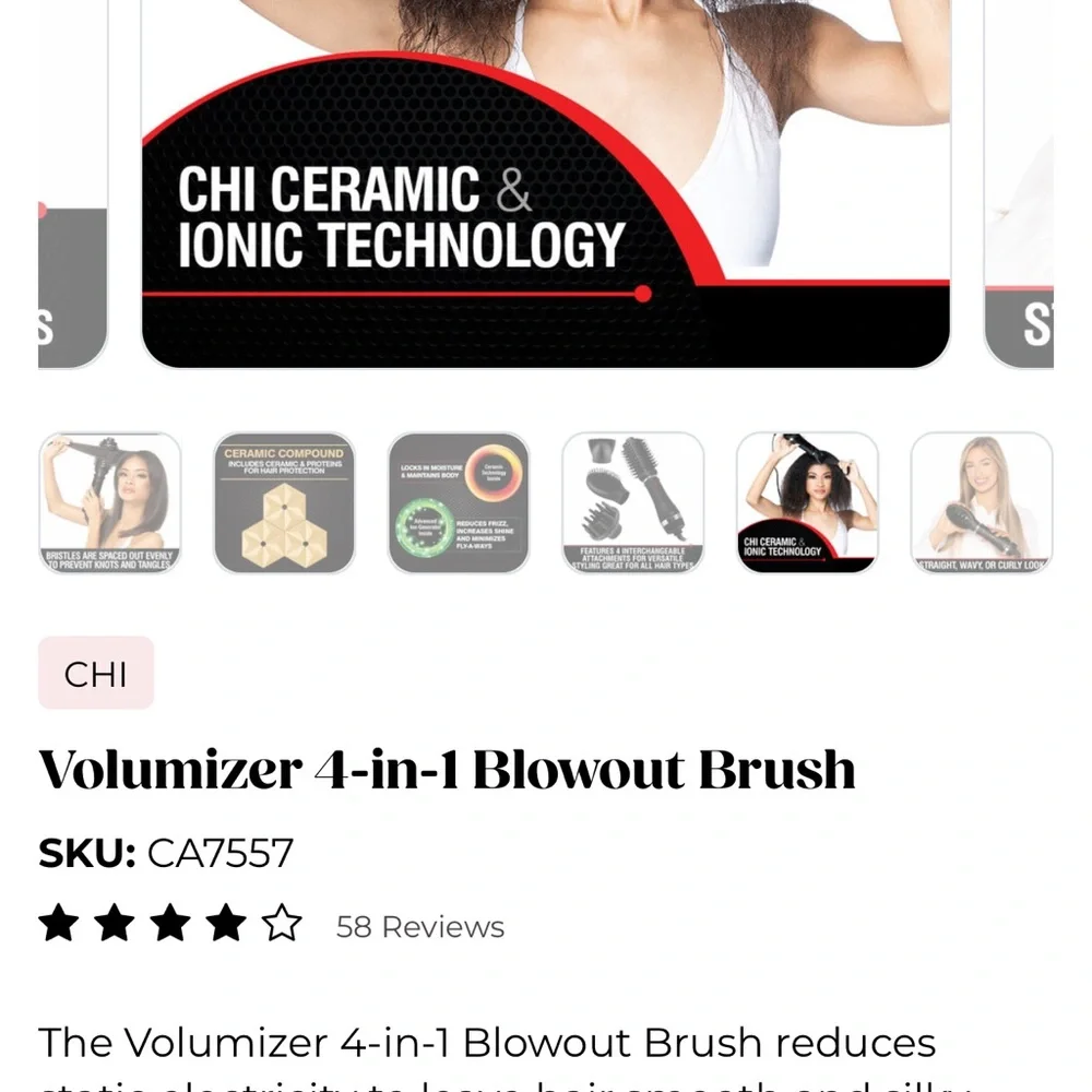 $125. CHI Black Volumizer 4-in-1 Blowout Brush top of the line. New never used! - Picture 6 of 16